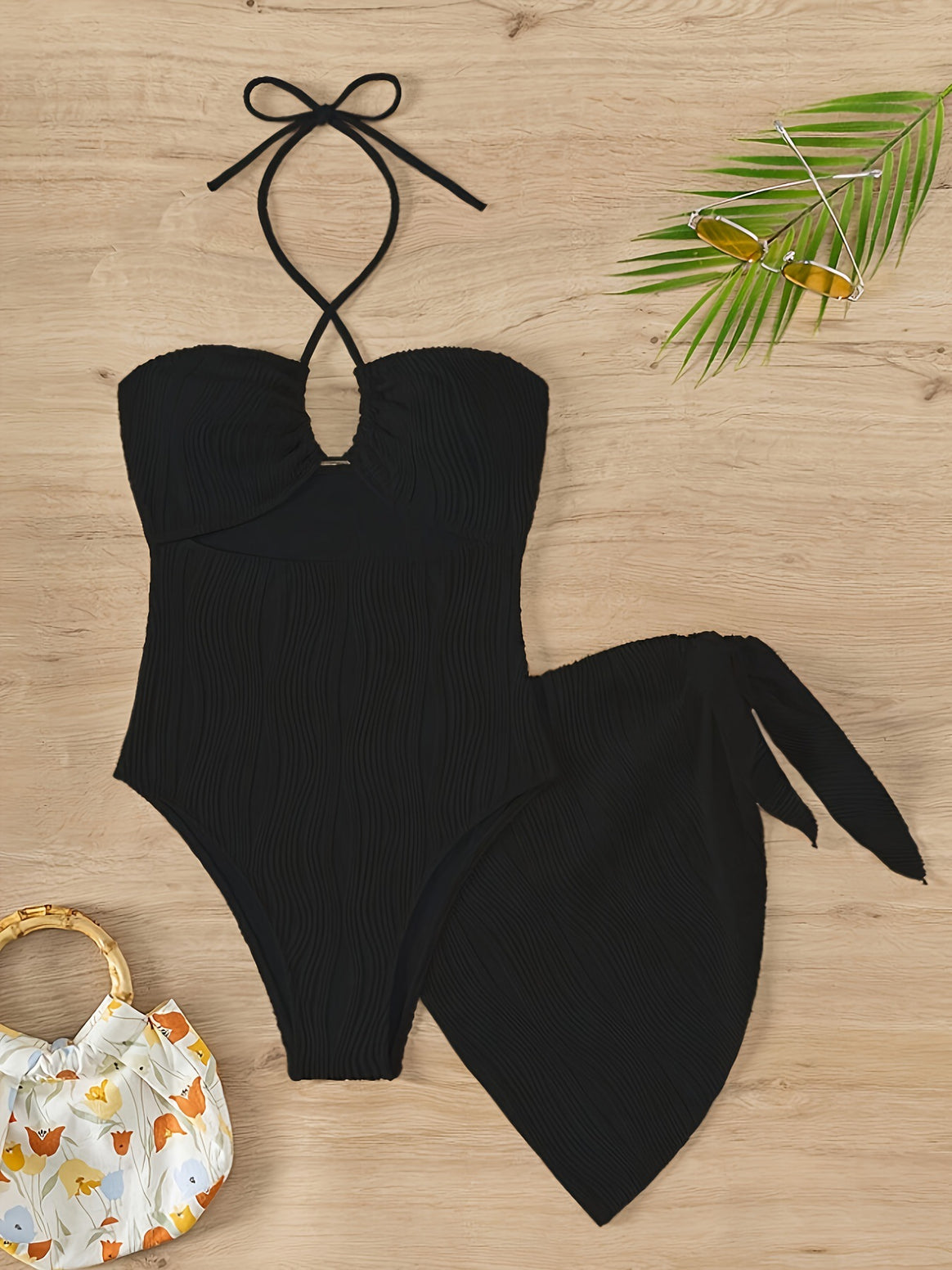 Women's One-Piece Swimsuit with High-Quality Ruching Element and Stylish Ties Mune Fashion