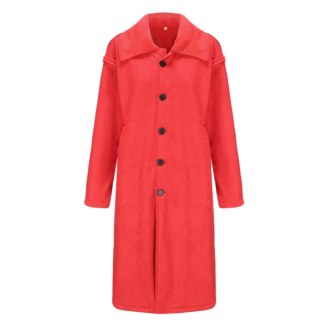 Men's Longer Relaxed-Fit Coat with Teddy Collar and Concealed Button Placket Mune Fashion