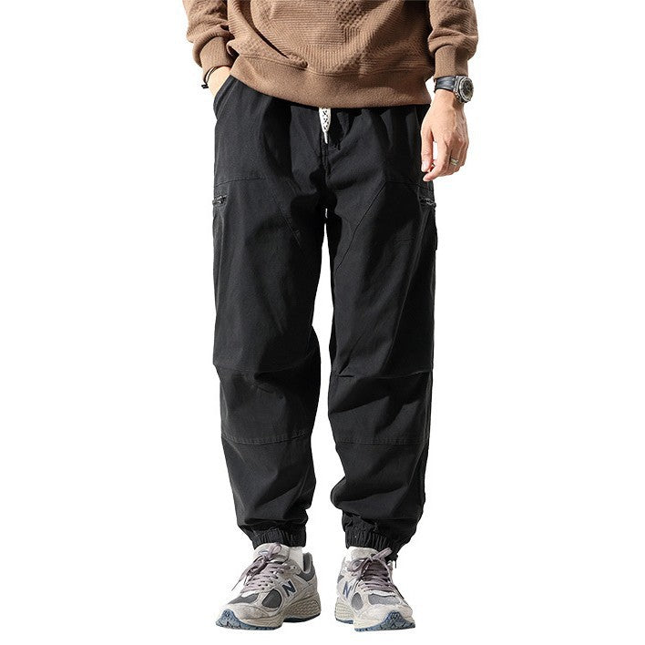 Men's Relaxed Cargo Jogging Pants with Elastic Waistband, Zipper Leg Pocket and Reinforced Knees Mune Fashion
