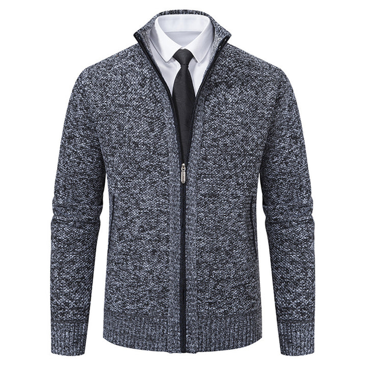Men's upscale cardigan with stand-up collar and full-length zipper, thermally insulating and tailored fit Mune Fashion