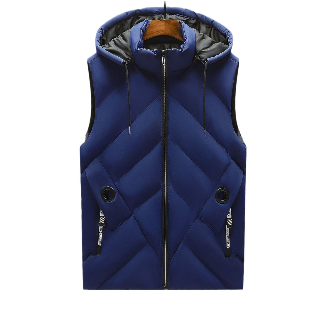 Men's quilted vest with hood, windproof outer shell and high collar Mune Fashion