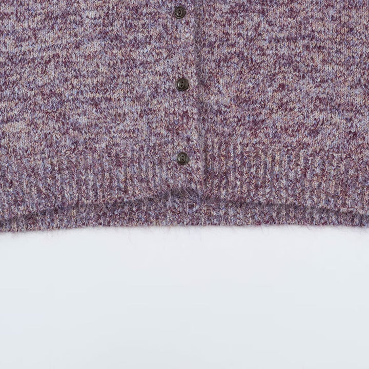 Women's Chunky Knit Cardigan with High Roll Neck and Continuous Button Placket Mune Fashion