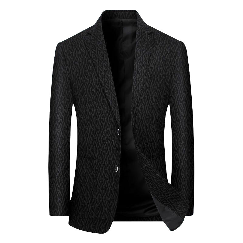Men's Single-Breasted Jacquard Blazer with Slim Silhouette and Fine Texture Mune Fashion