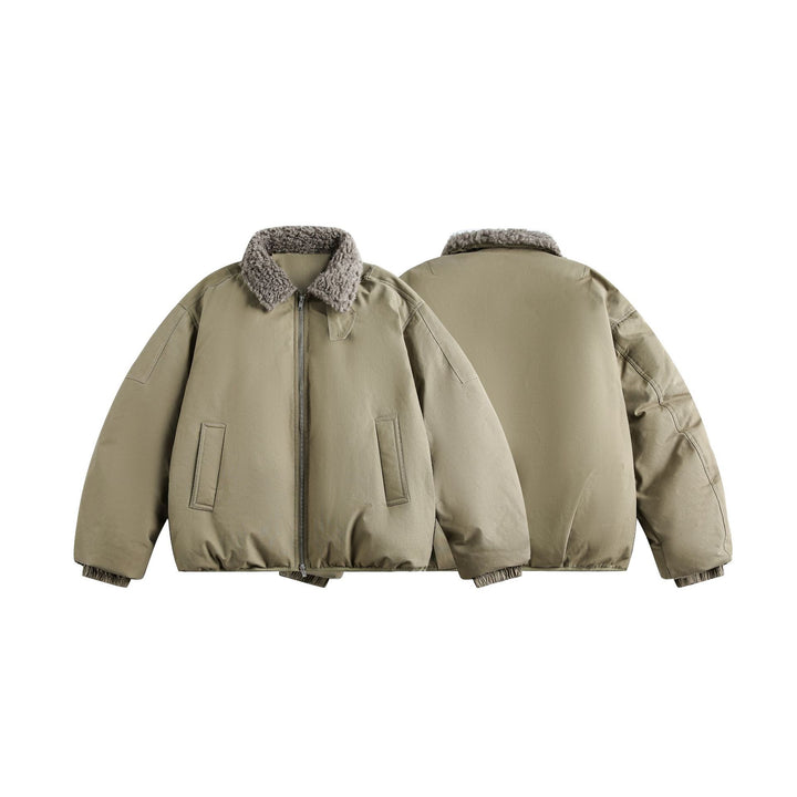 Men's Warm Insulated Field Bomber Jacket with Sheepskin-Look Collar Mune Fashion
