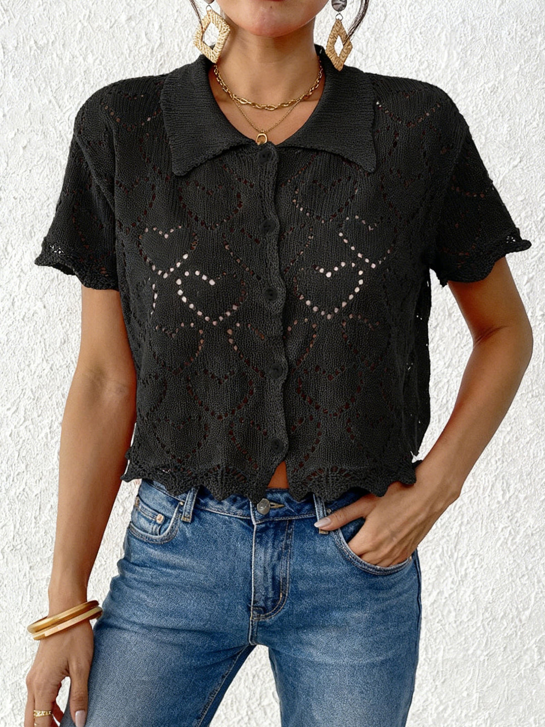 Women's airy crochet cardigan with trendy lace pattern Mune Fashion
