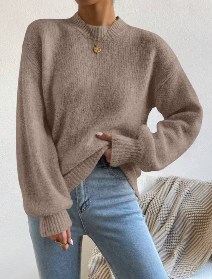 Women’s Oversized Fine Knit Sweater with Suggested Mohair Effect and Extended Ribbed Cuffs Mune Fashion