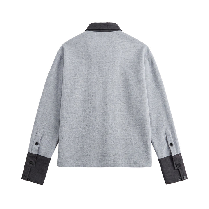Unisex Boxy Polo Sweatshirt with Contrast Collar and Extended Cuff Sleeves Mune Fashion