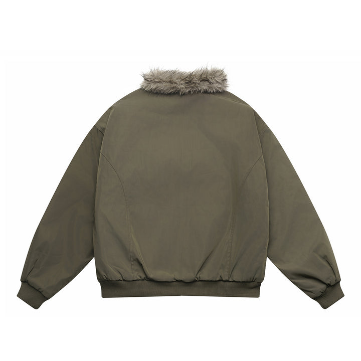 Men's Boxy Bomber Jacket with cozy artificial fur collar and windproof thermal lining Mune Fashion