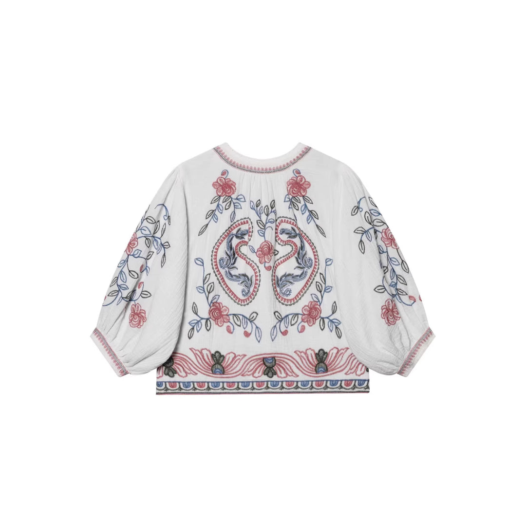 Women Quilted Kimono Jacket with Floral Embroidery Mune Fashion