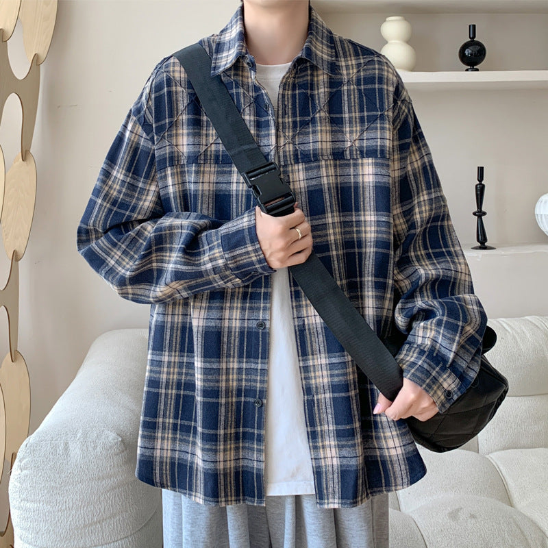 Women Casual Checkered Pattern Overshirt Mune Fashion