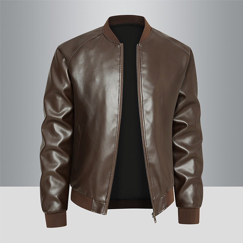 Men's High-Quality Faux Leather Bomber Jacket Mune Fashion