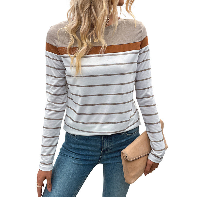 Women's Casual Striped Long Sleeve Top Mune Fashion