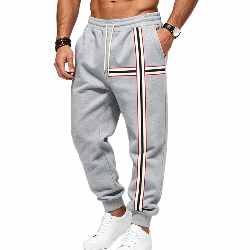 Men's joggers with contrasting side and cross stripes Mune Fashion