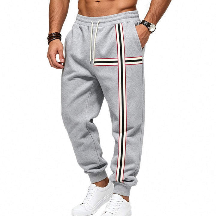 Men's joggers with contrasting side and cross stripes Mune Fashion