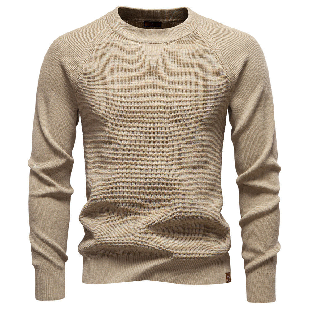 Men's medium thickness textured knit sweater with raglan sleeves and ribbed cuffs Mune Fashion