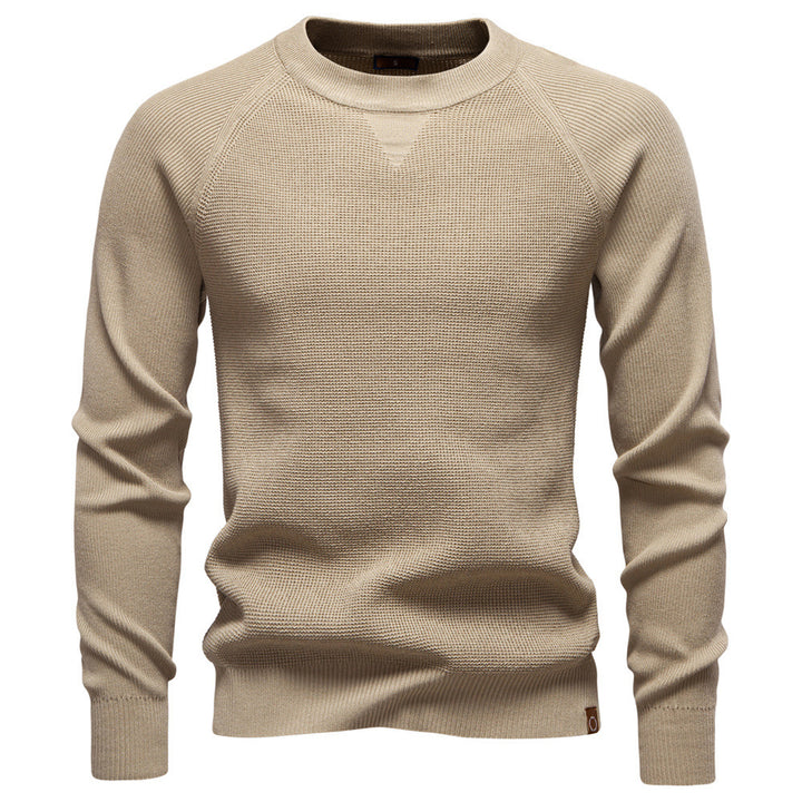 Men's medium thickness textured knit sweater with raglan sleeves and ribbed cuffs Mune Fashion
