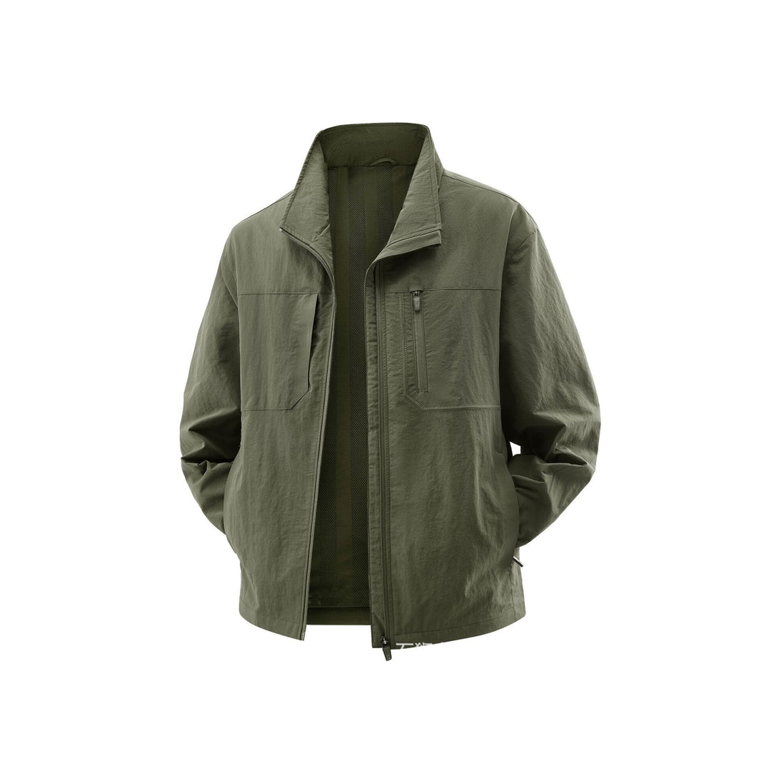 Men's Lightweight Field Utility Jacket with Mesh Lining, Stand-Up Collar and Zipper Pockets Mune Fashion