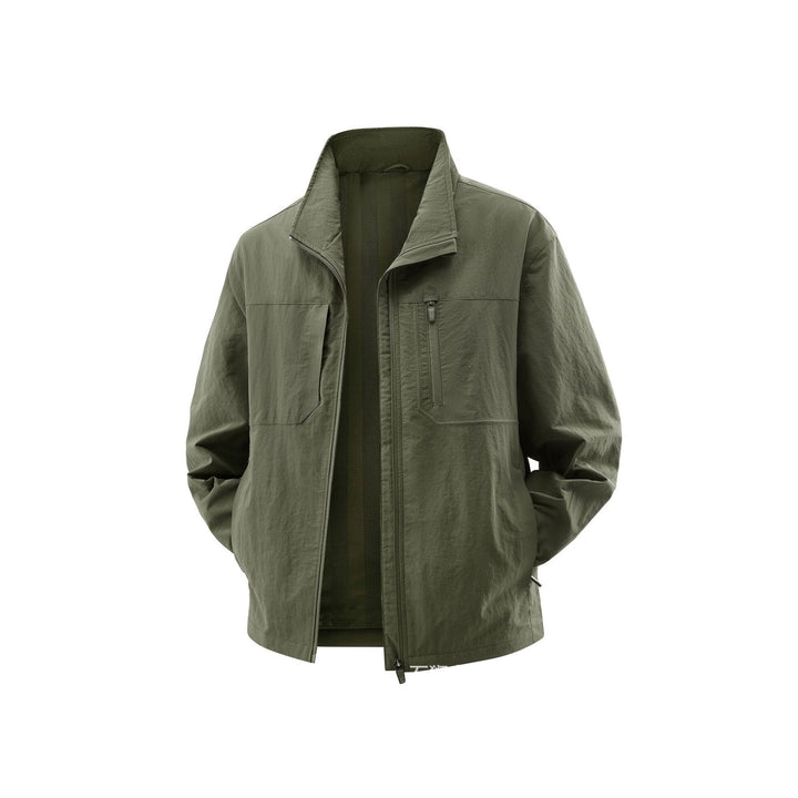 Men's Lightweight Field Utility Jacket with Mesh Lining, Stand-Up Collar and Zipper Pockets Mune Fashion