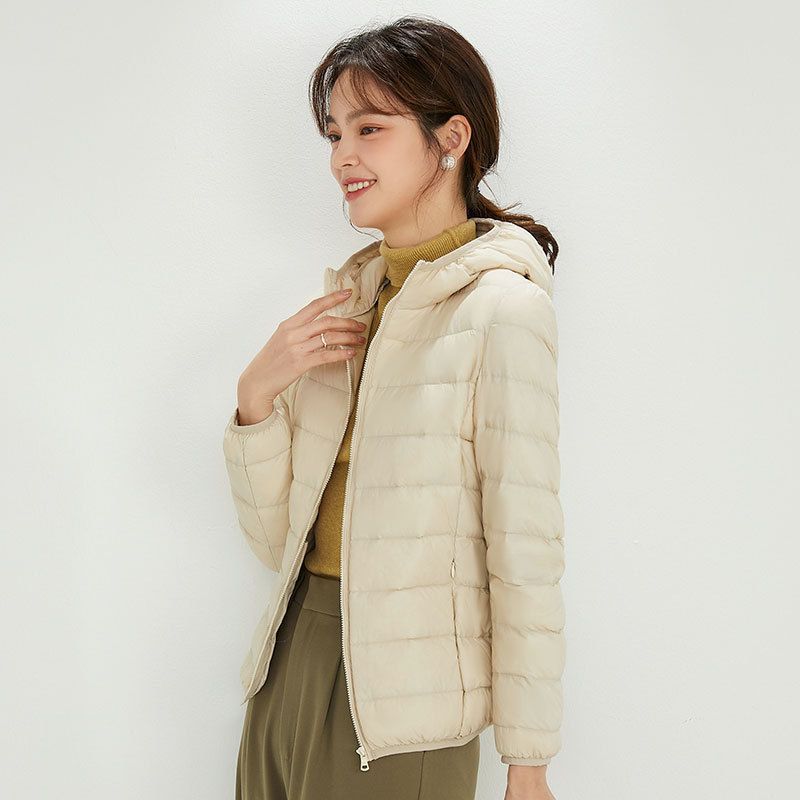 Women's Ultra-light Quilted Hooded Jacket with Ultra-flat Thermal Wadding Mune Fashion