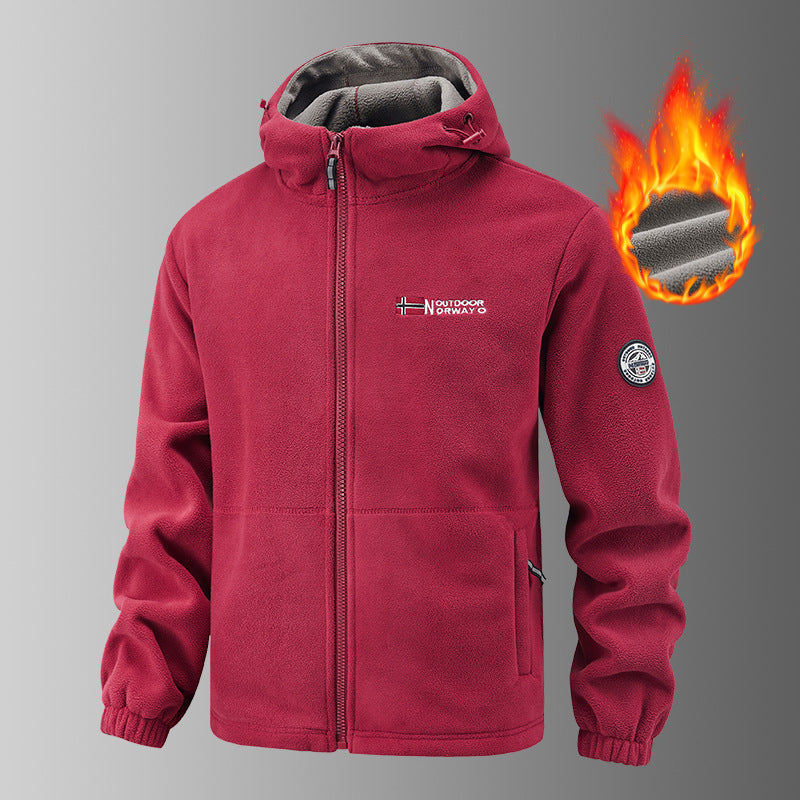 Men's warming fleece hoodie jacket with thermal lining, zippered pockets and elastic cuffs Mune Fashion