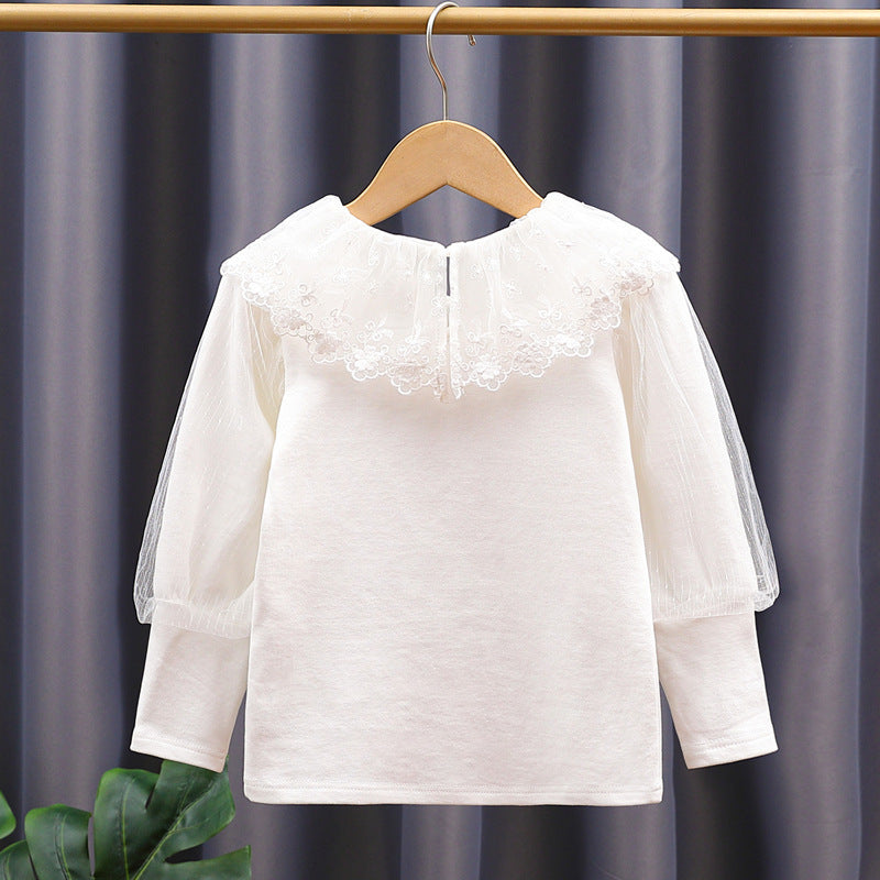 Girl's blouse with voluminous tulle collar Mune Fashion