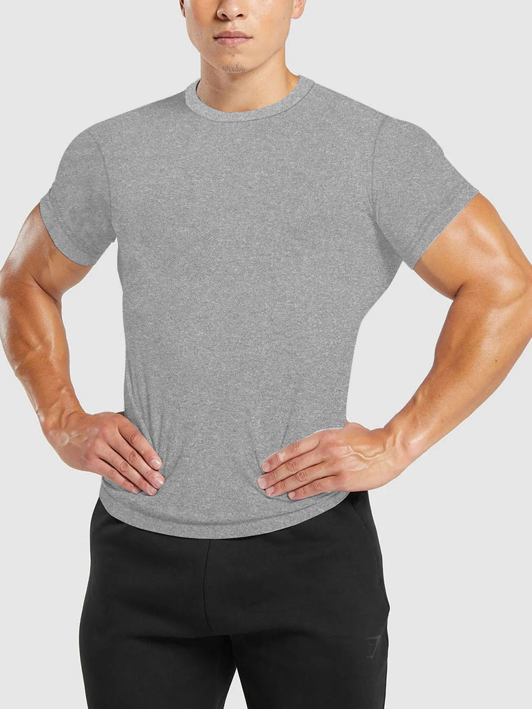 Men's slim fit round neck performance shirt with elastic side wedge and flat seams Mune Fashion
