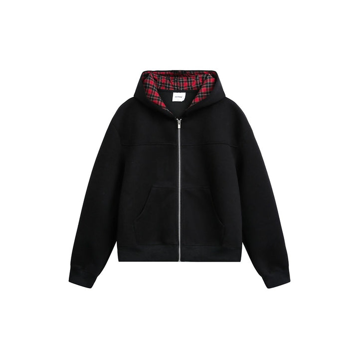 Unisex Hoodie with checked lining and full zip Mune Fashion