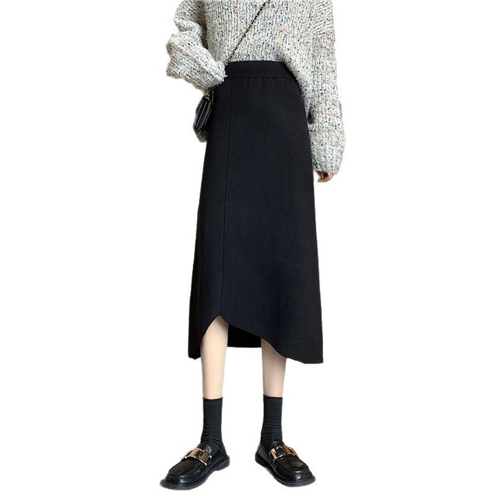 Women's Elegant midi skirt with asymmetric hemline and high waistband Mune Fashion