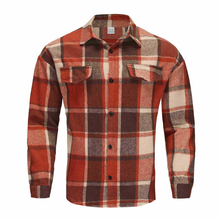 Men's Checked Flannel Shirt Jacket with Chest Pockets and Button Placket Mune Fashion