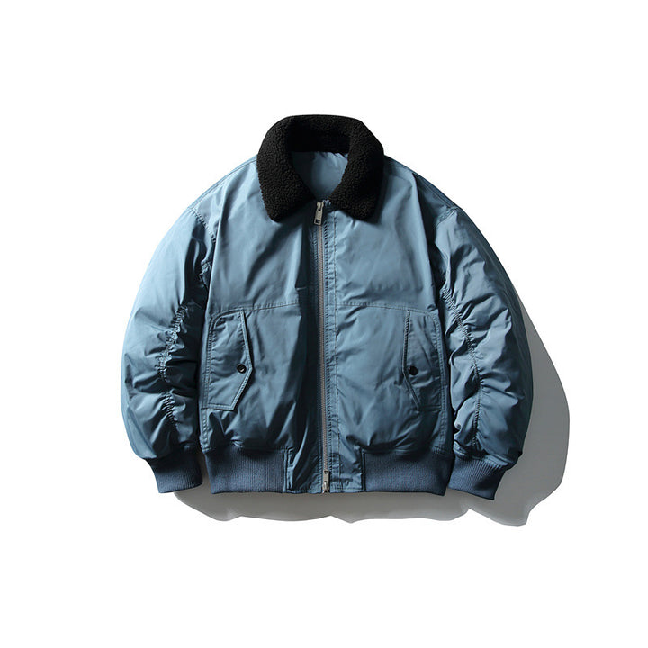 Men's Padded Pilot Bomber with Teddy Collar, Two-way Zipper and Flap Pockets Mune Fashion