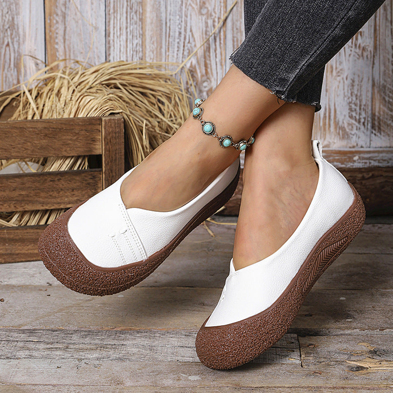 Women's comfortable Slip-On platform ballerina with structured rubber outsole and soft PU upper Mune Fashion