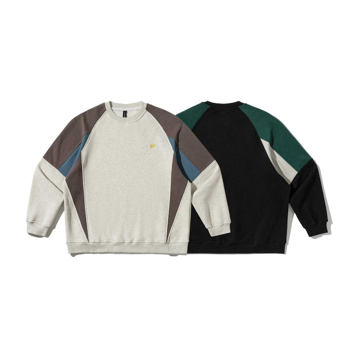 Unisex Colorblock Sweatshirt with raglan sleeves and textured decorative seam Mune Fashion