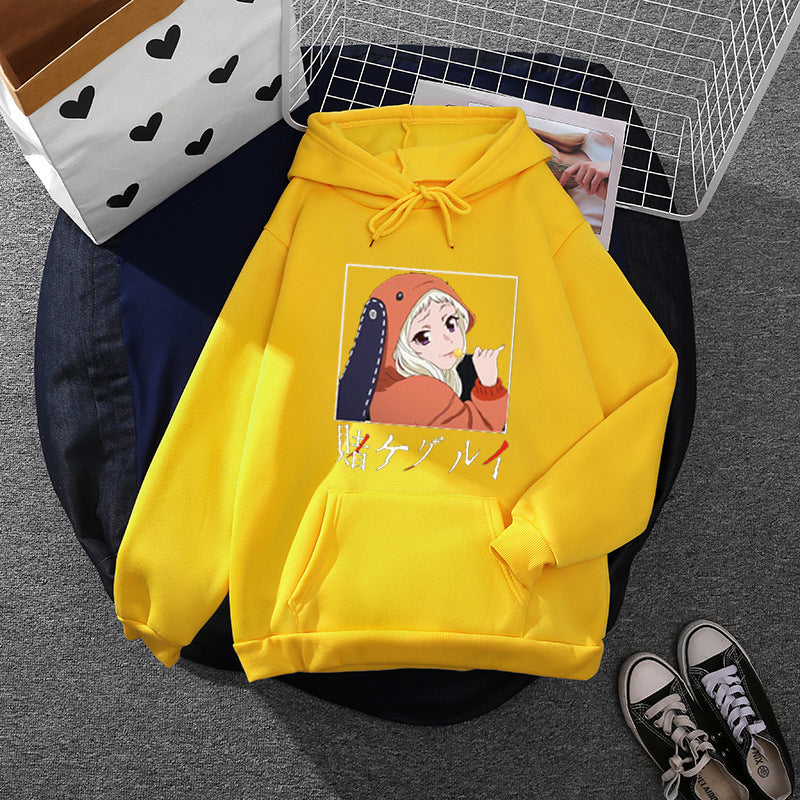 Women Oversize Hoodie with Manga Front Print and Kangaroo Pocket Mune Fashion