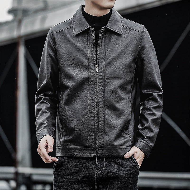 Men Casual Faux Leather Jacket Mune Fashion