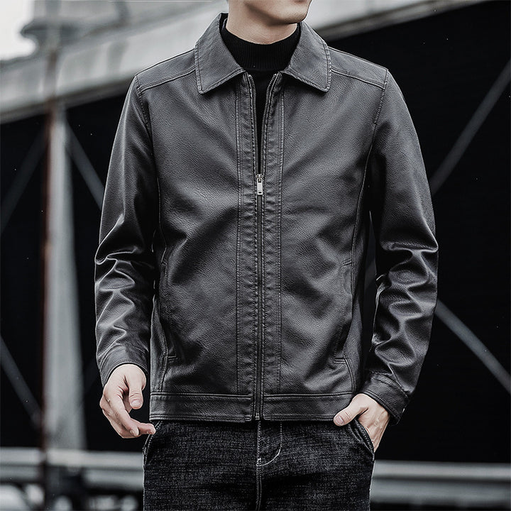 Men Casual Faux Leather Jacket Mune Fashion