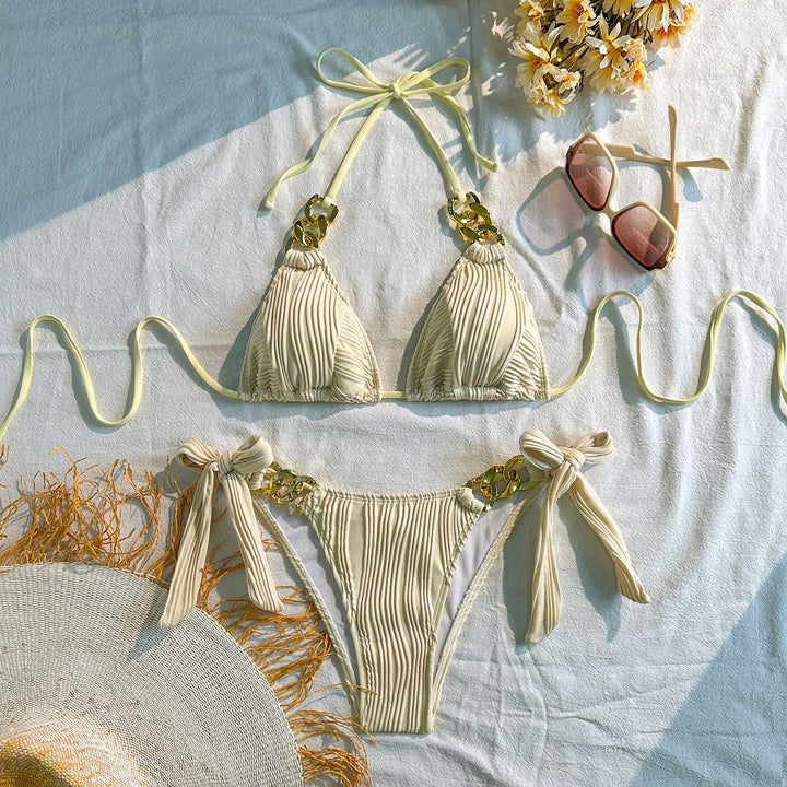 Women's Triangle Bikini with sophisticated chain details Mune Fashion