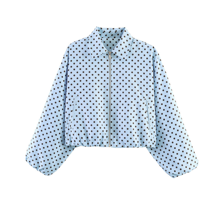 Women's short jacket in Harrington style with polka dot pattern, balloon sleeves, and elastic hem Mune Fashion