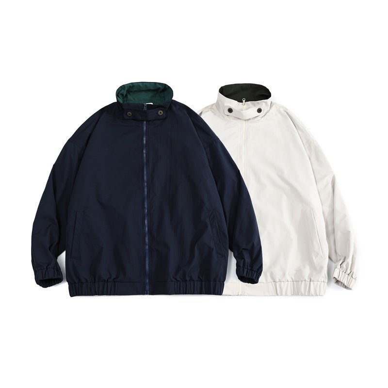 Men's loose-fitting lightweight windbreaker with high stand-up collar and elastic hem Mune Fashion