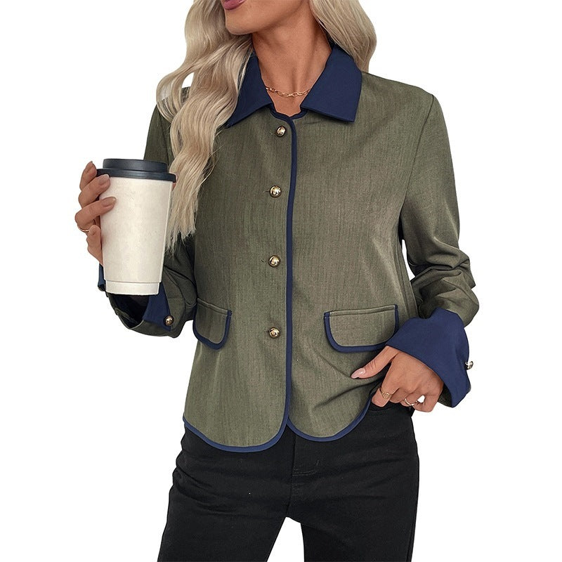 Women's Fashion Blazer Jacket with Contrasting Sleeves Mune Fashion
