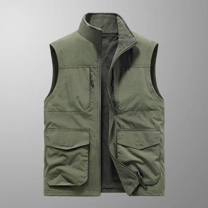 Men's Multifuntional Field Utility Vest with Multiple Pockets and Stand-Up Collar Mune Fashion