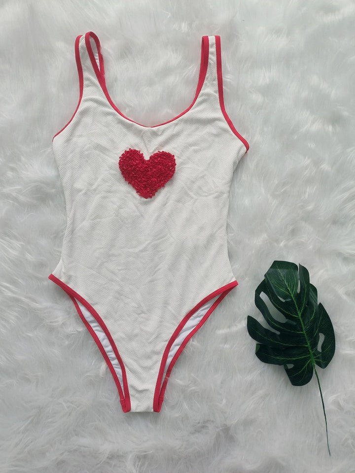 Women's One-Piece Swimsuit with Playful Heart Design Mune Fashion