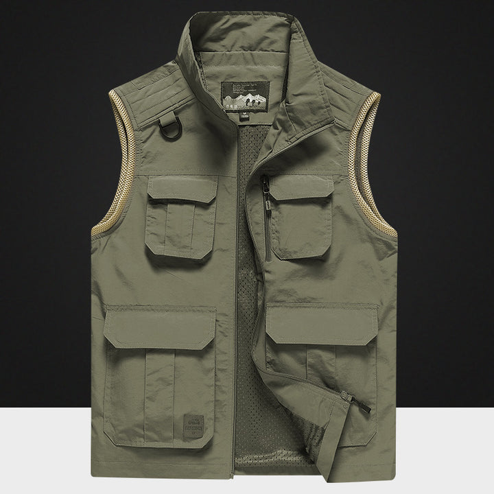 Men's multifunctional outdoor utility vest with mesh lining and multiple pockets Mune Fashion