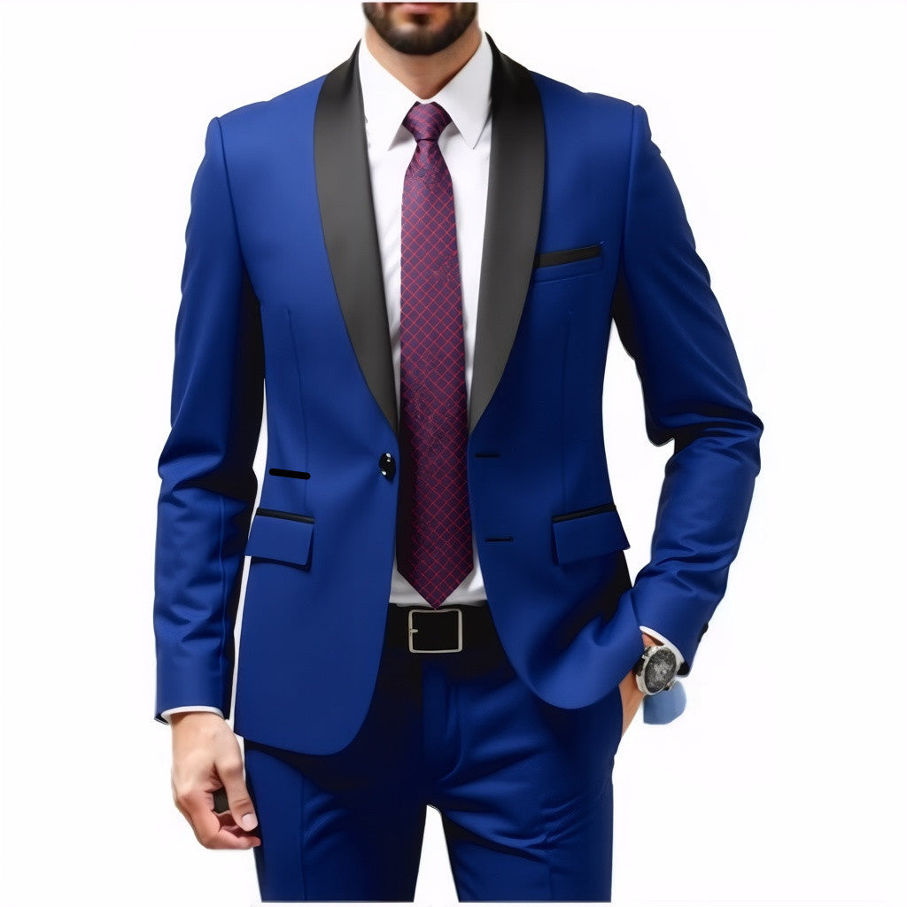 Men's Slim Fit Tuxedo with Shawl Collar and One-Button Jacket Mune Fashion
