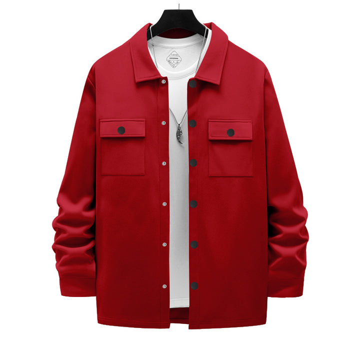 Men's work-inspired shirt jacket with button placket, patch chest pockets, and boxy fit Mune Fashion