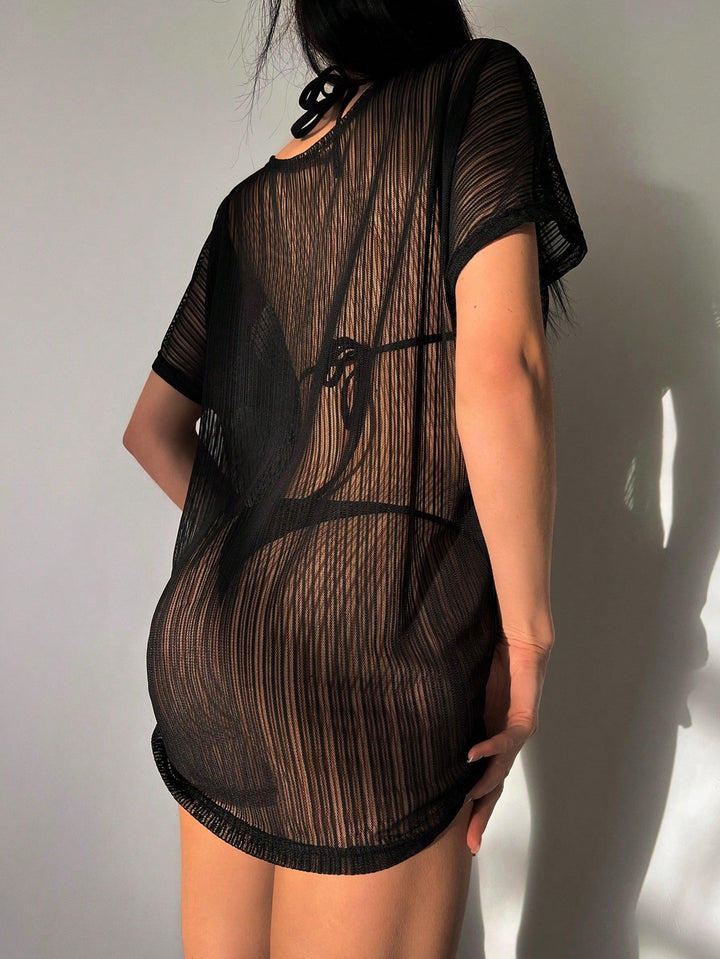 Women’s Beach Cover-Up made of transparent mesh material Mune Fashion