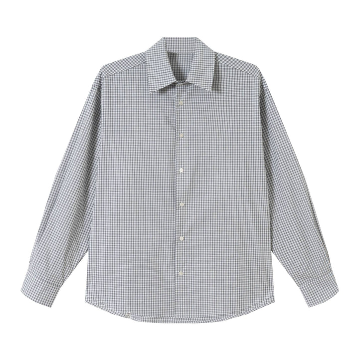 Men's Checked Relaxed-Fit Shirt with Kent Collar, Rounded Hem and Continuous Button Placket Mune Fashion