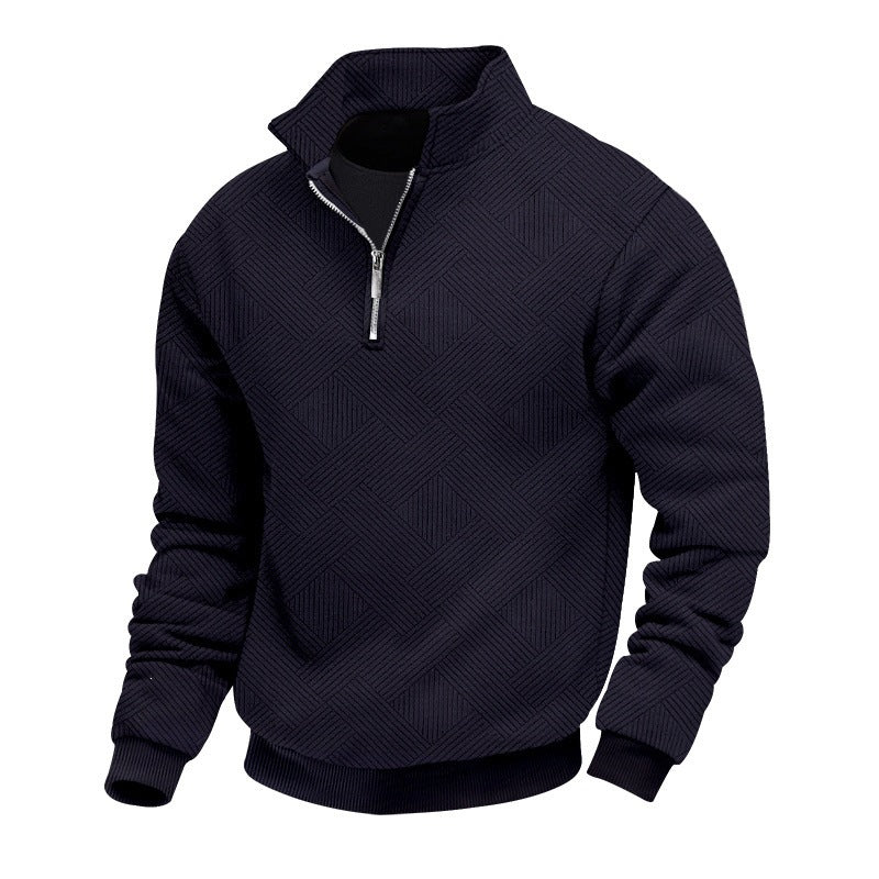 Men's half-zip pullover with geometric waffle structure Mune Fashion