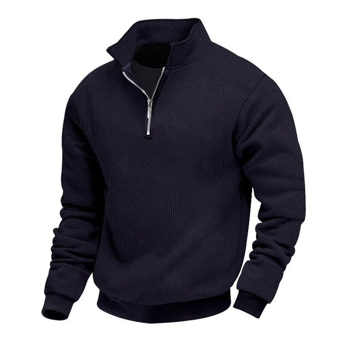 Men's half-zip pullover with geometric waffle structure Mune Fashion