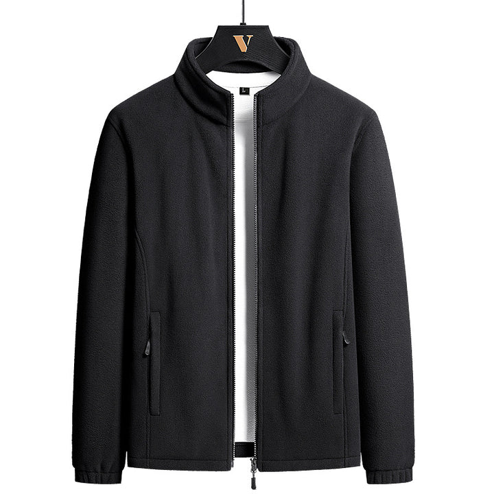 Men's nano minimalist microfleece cardigan with stand-up collar, two-way zipper and elastic cuffs Mune Fashion