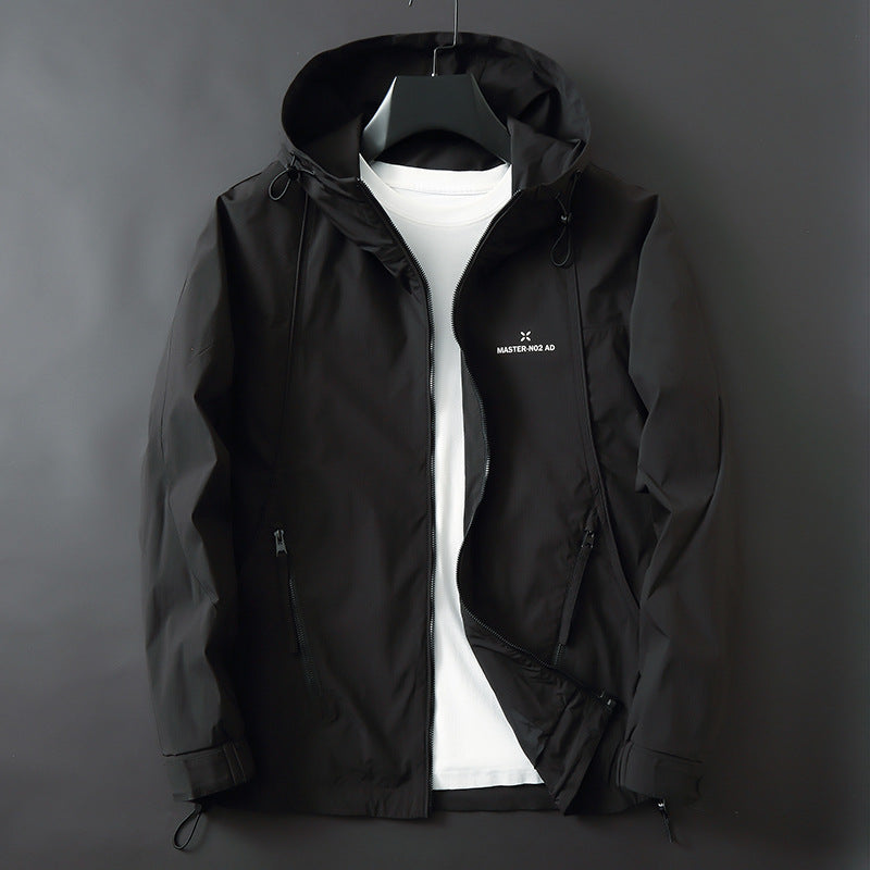 Men's Lightweight Water-Repellent Softshell Outdoor Jacket with Hood, Sealed Seams and Zipper Pockets Mune Fashion